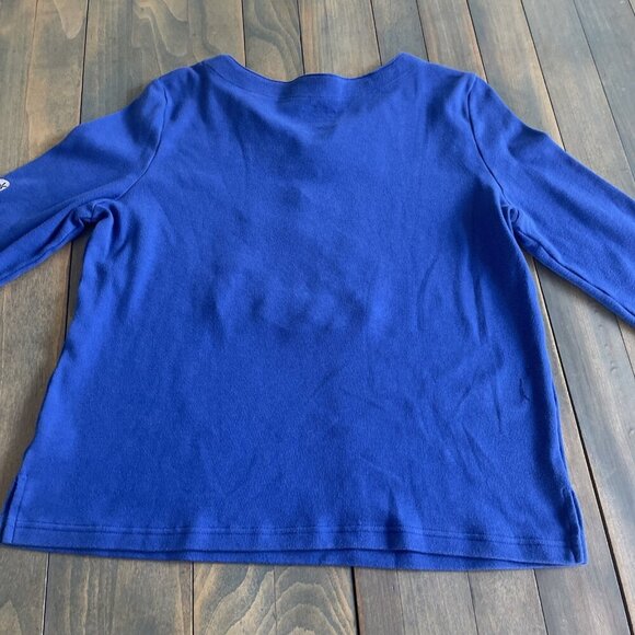 Allyson Whitmore Blue Beach Holiday Christmas Flamingos Shirt - Size PXL/M (XM1) - Picture 9 of 9